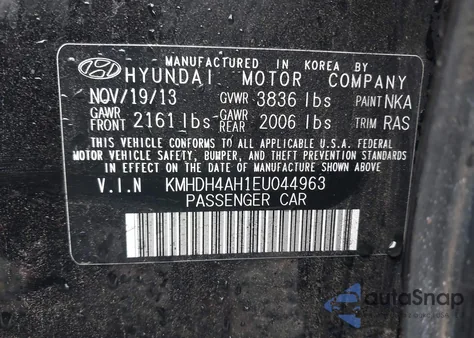 2014 Hyundai Elantra Sport z USA, uszkodzony, nr VIN KMHDH4AH1EU044963